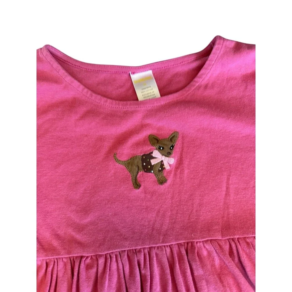 Gymboree Pink Long Sleeve‎ Dress With Dog Girls Size 12 Chihuahua